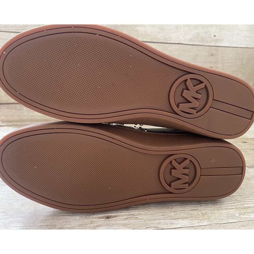 Michael Kors Frankie‎ Stripe Black Gold Leather Shoes Women Size 7 - Picture 4 of 7